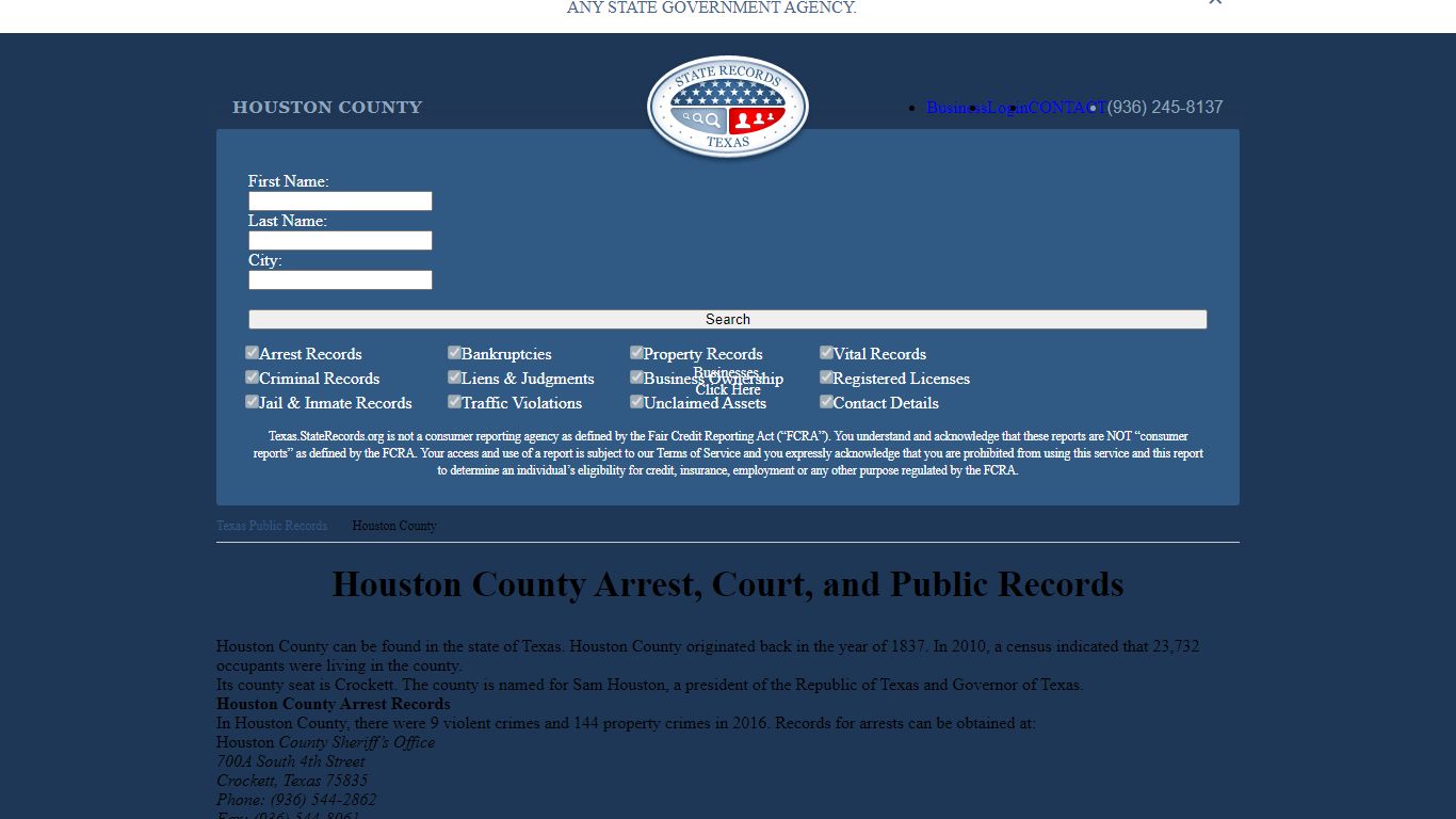 Houston County Arrest, Court, and Public Records