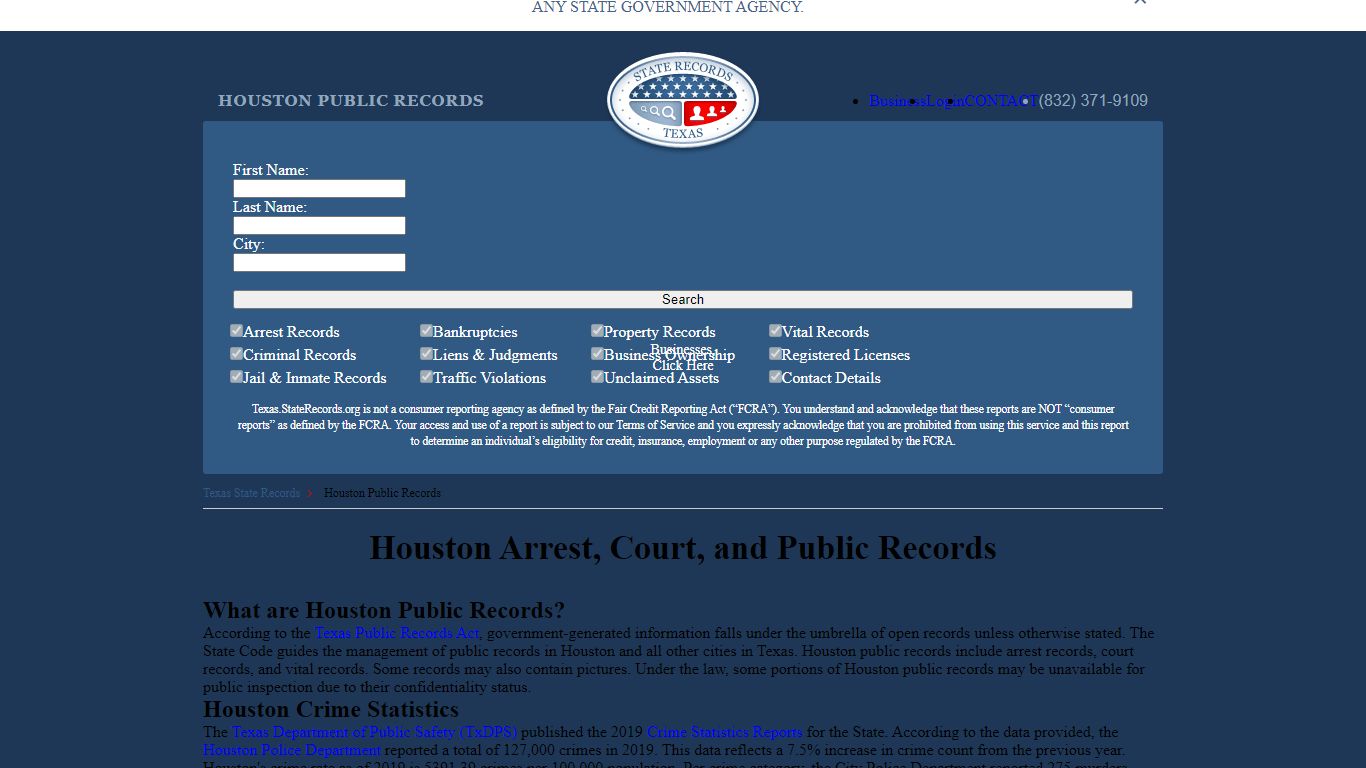 Houston Arrest and Public Records | Texas.StateRecords.org